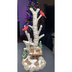 Vintage 1996 Dept 56 North Pole Birch Tree Cluster with Mailboxes and Cardinals